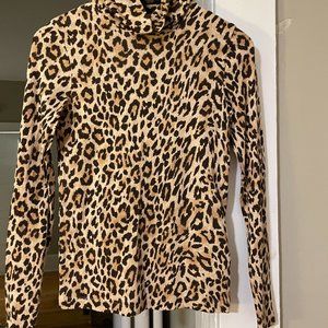 J.Crew Women's Tissue Turtleneck in Leopard Print